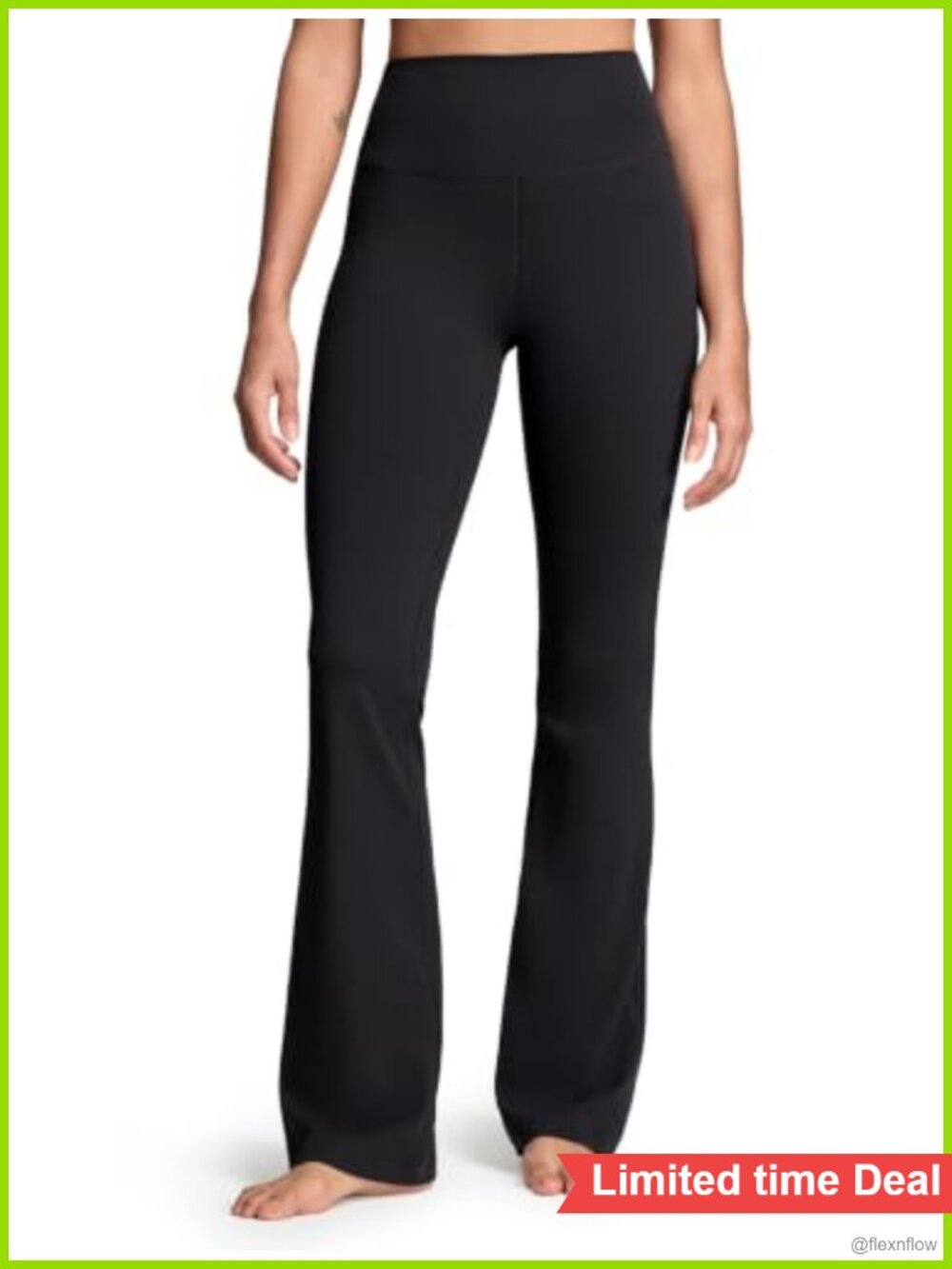 Flared Yoga Leggings High Waisted Nylon Blend with Inner Pocket